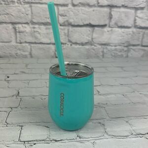Corkcicle Turquoise Sparkle Stemless Insulated Tumbler NWOT